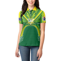 Cook Islands Rugby League Custom Women Polo Shirt Polynesian and Tatau Tribal Art - Green Color