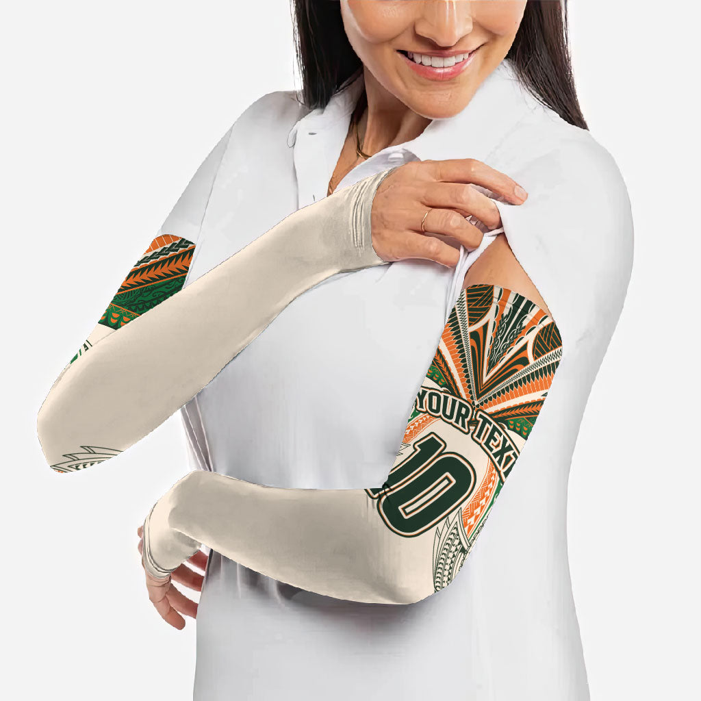 Cook Islands Rugby League Custom Arm Sleeves Polynesian and Tatau Tribal Art - Retro Palette LT03 - Polynesian Pride