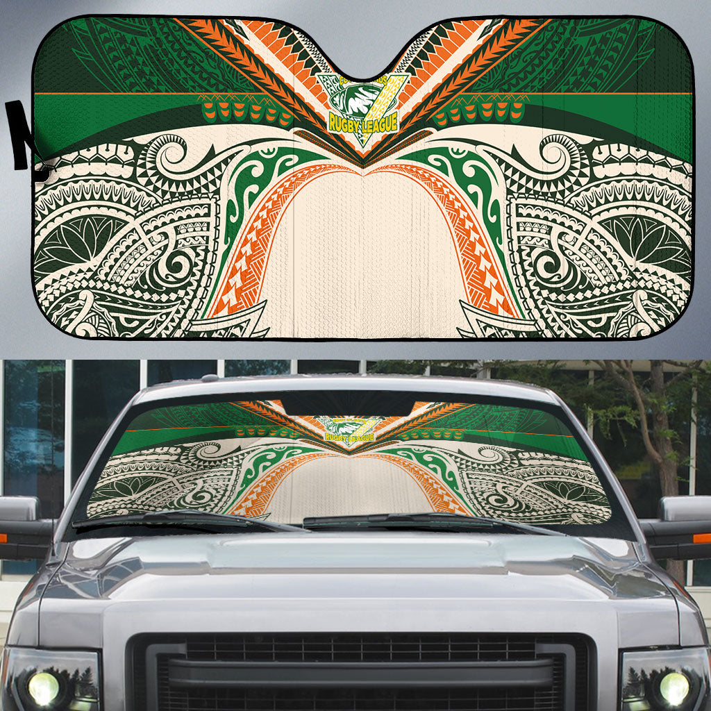 Cook Islands Rugby League Auto Sun Shade Polynesian and Tatau Tribal Art - Retro Palette LT03 Multicolor - Polynesian Pride
