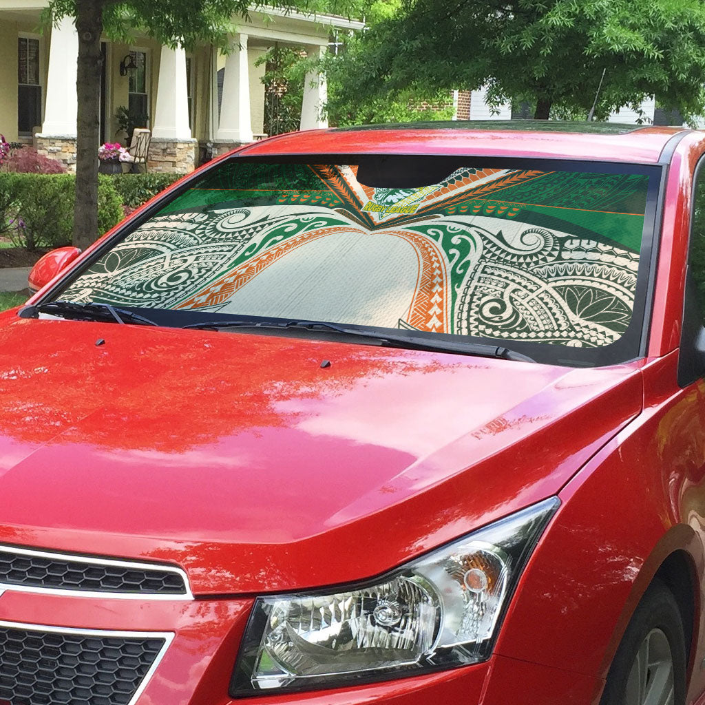 Cook Islands Rugby League Auto Sun Shade Polynesian and Tatau Tribal Art - Retro Palette LT03 - Polynesian Pride