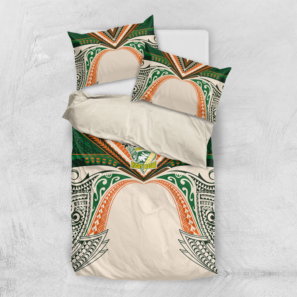 Cook Islands Rugby League Bedding Set Polynesian and Tatau Tribal Art - Retro Palette LT03 US Twin 172cm x 218cm Multicolor - Polynesian Pride