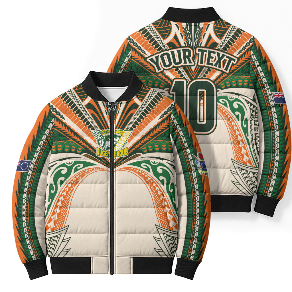 Cook Islands Rugby League Custom Bomber Puffer Jacket Polynesian and Tatau Tribal Art - Retro Palette LT03 - Polynesian Pride