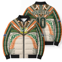 Cook Islands Rugby League Custom Bomber Puffer Jacket Polynesian and Tatau Tribal Art - Retro Palette LT03 - Polynesian Pride