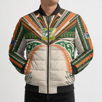 Cook Islands Rugby League Custom Bomber Puffer Jacket Polynesian and Tatau Tribal Art - Retro Palette LT03 - Polynesian Pride