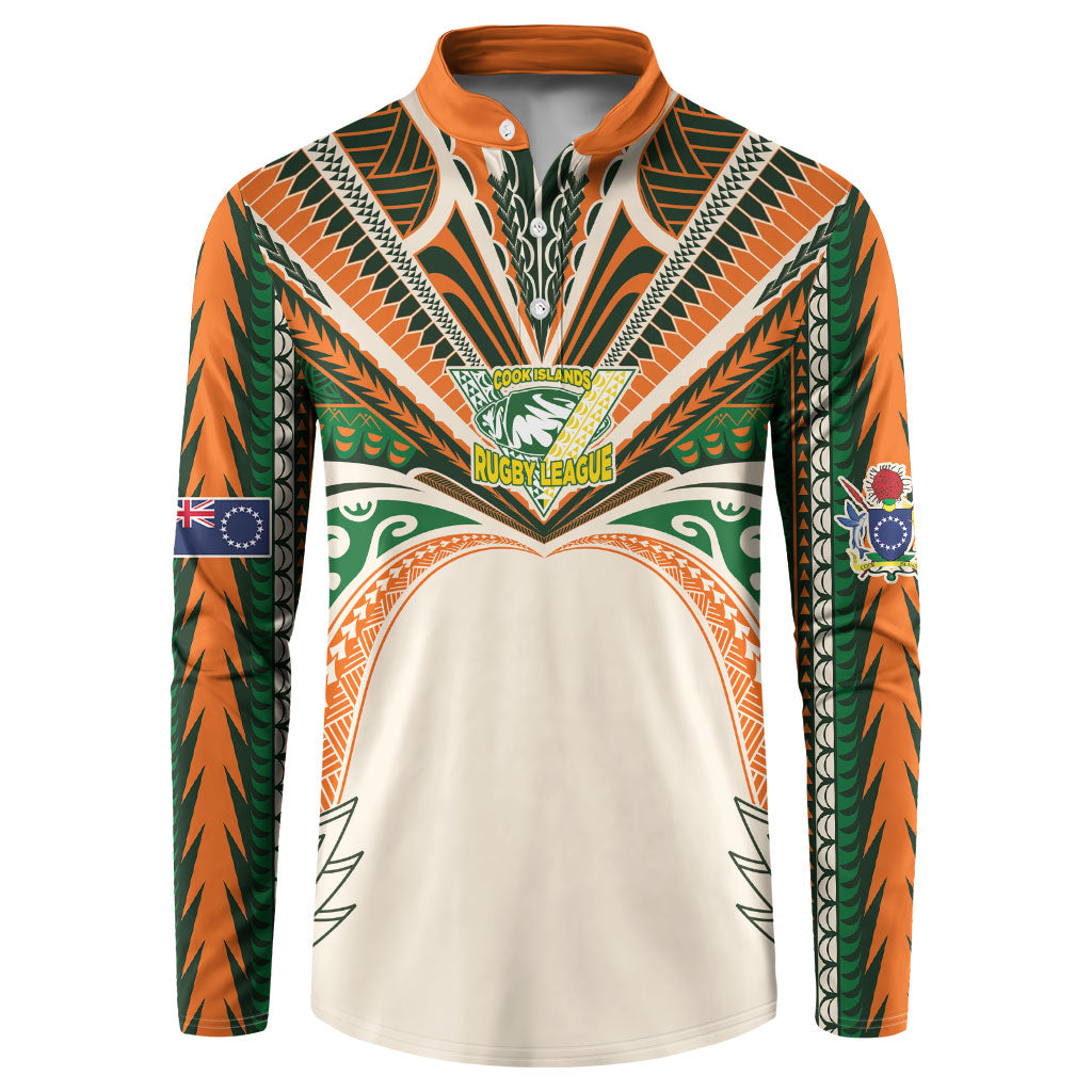 Cook Islands Rugby League Custom Button Sweatshirt Polynesian and Tatau Tribal Art - Retro Palette