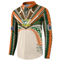 Cook Islands Rugby League Custom Button Sweatshirt Polynesian and Tatau Tribal Art - Retro Palette LT03 - Polynesian Pride