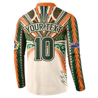 Cook Islands Rugby League Custom Button Sweatshirt Polynesian and Tatau Tribal Art - Retro Palette LT03 - Polynesian Pride
