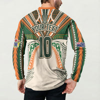 Cook Islands Rugby League Custom Button Sweatshirt Polynesian and Tatau Tribal Art - Retro Palette LT03 - Polynesian Pride