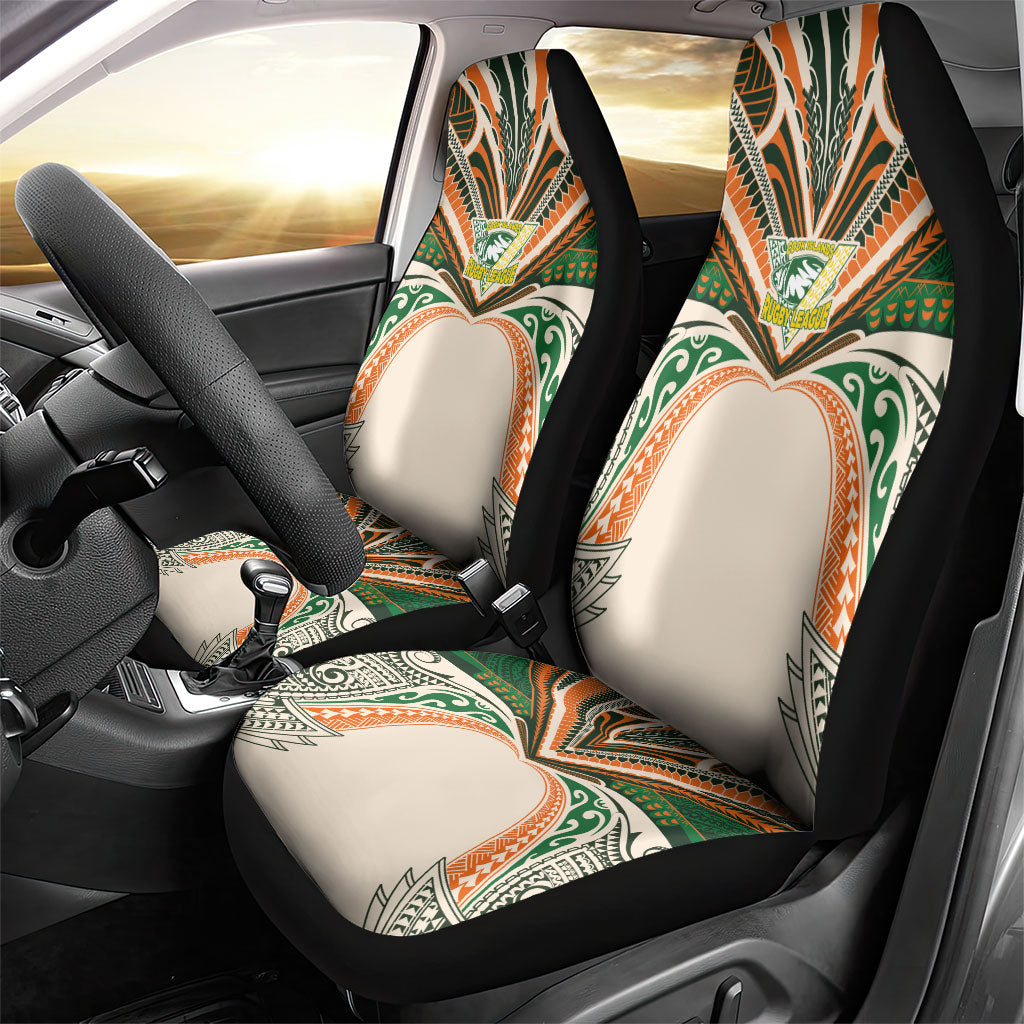 Cook Islands Rugby League Car Seat Cover Polynesian and Tatau Tribal Art - Retro Palette