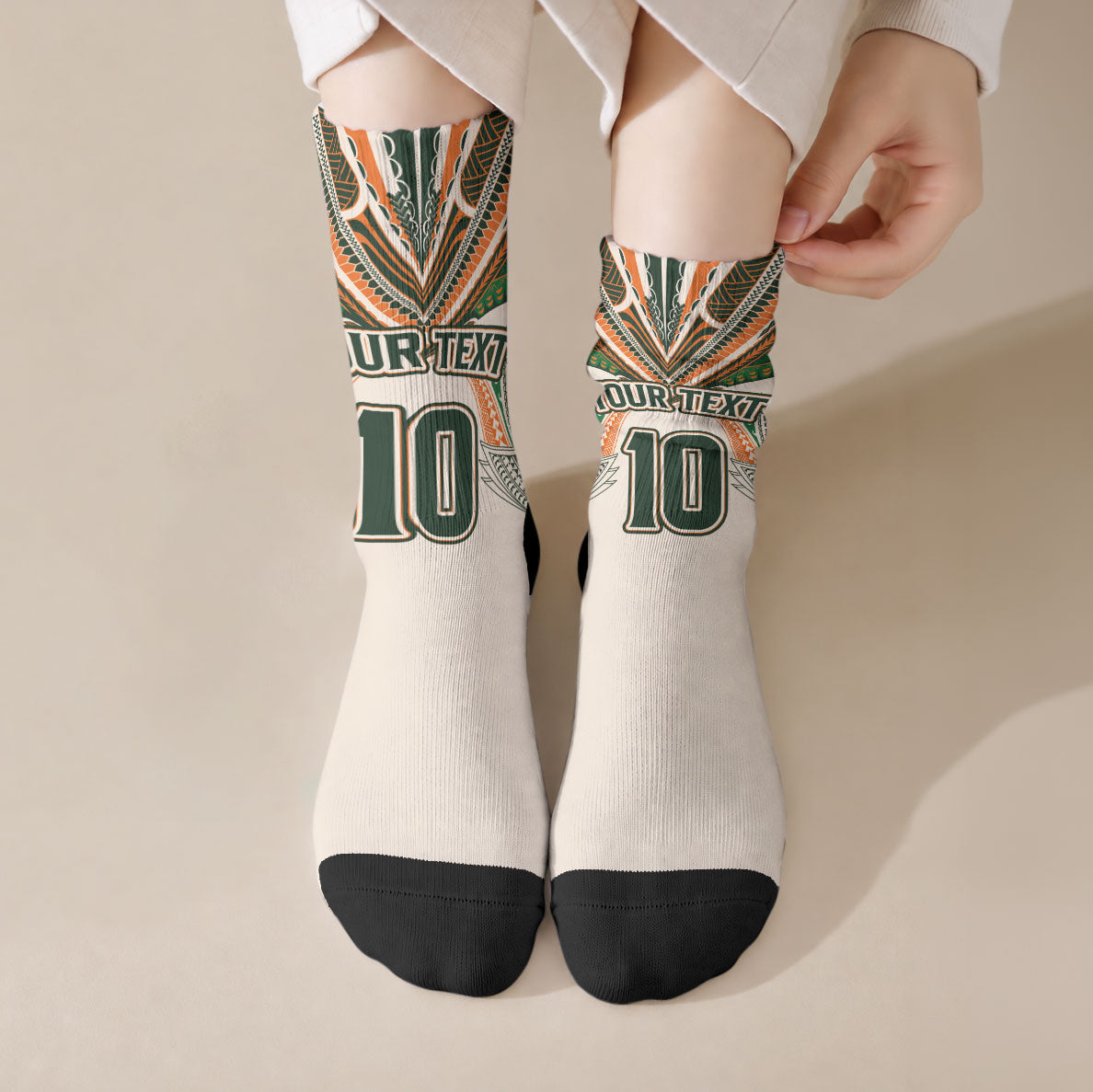 Cook Islands Rugby League Custom Crew Socks Polynesian and Tatau Tribal Art - Retro Palette LT03 Crew Socks Multicolor - Polynesian Pride