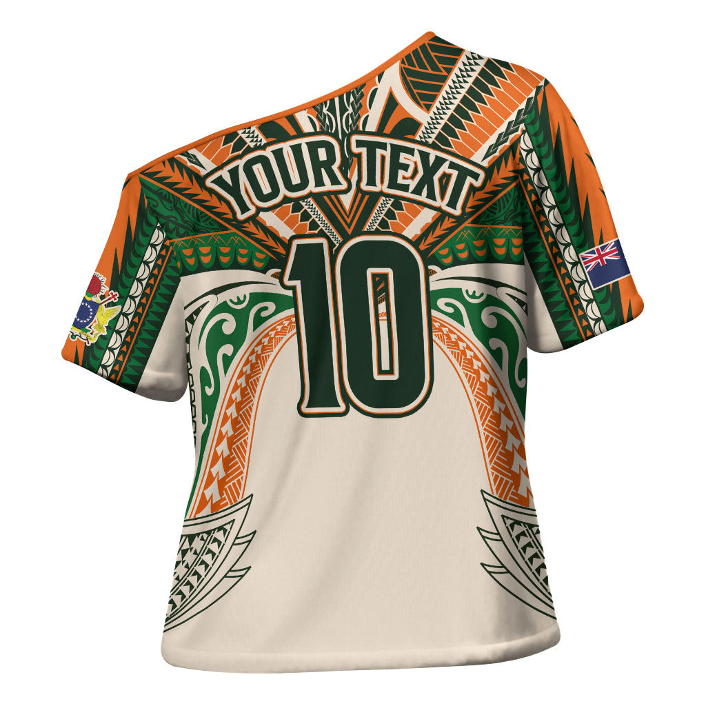 Cook Islands Rugby League Custom Cross Shoulder Shirt Polynesian and Tatau Tribal Art - Retro Palette LT03 - Polynesian Pride
