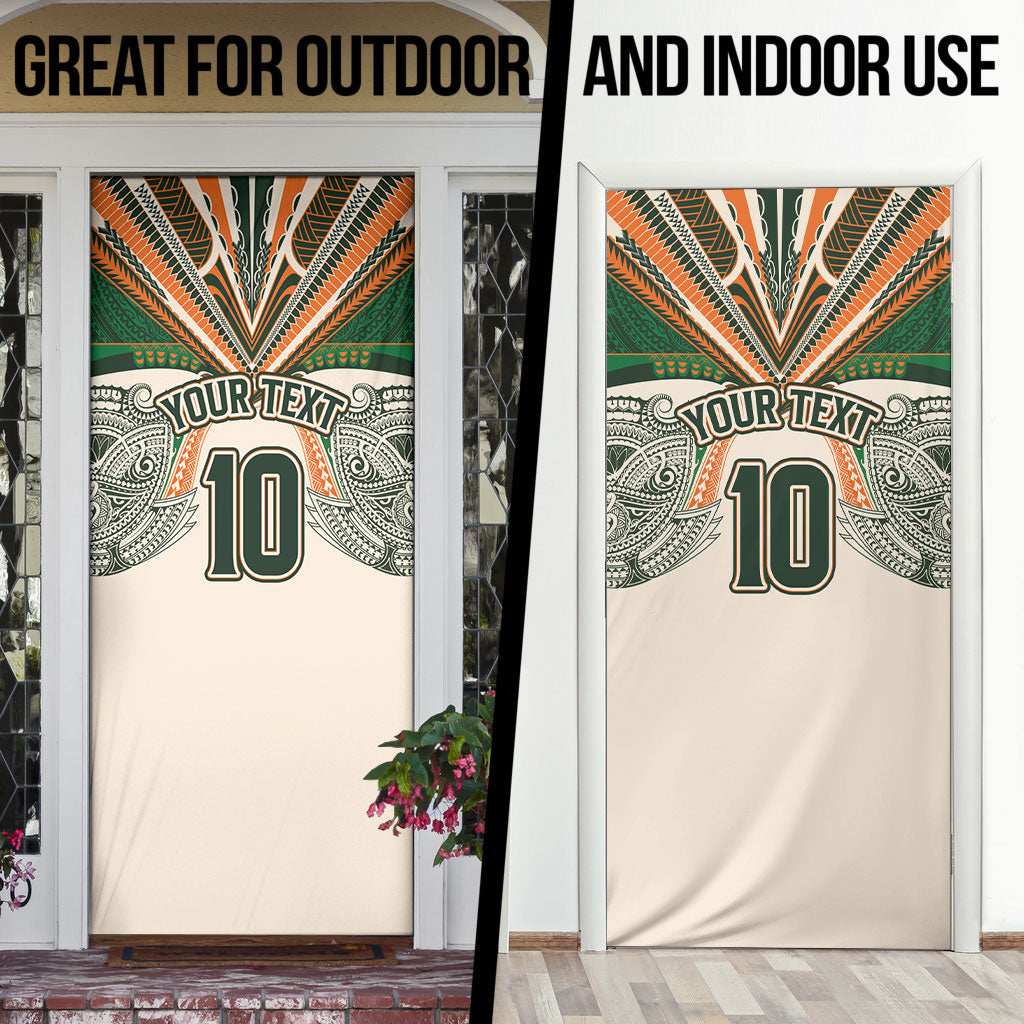 Cook Islands Rugby League Custom Door Cover Polynesian and Tatau Tribal Art - Retro Palette LT03 - Polynesian Pride
