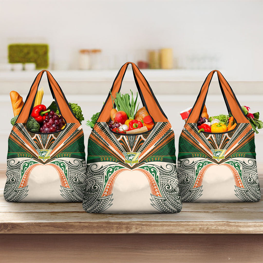 Cook Islands Rugby League Grocery Bag Polynesian and Tatau Tribal Art - Retro Palette LT03 3-pack One Size Multicolor - Polynesian Pride