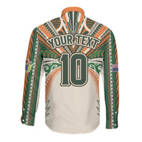 Cook Islands Rugby League Custom Long Sleeve Button Shirt Polynesian and Tatau Tribal Art - Retro Palette LT03 - Polynesian Pride