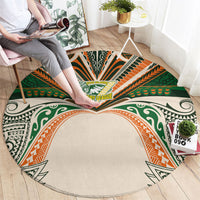 Cook Islands Rugby League Round Carpet Polynesian and Tatau Tribal Art - Retro Palette LT03 - Polynesian Pride
