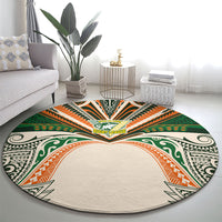 Cook Islands Rugby League Round Carpet Polynesian and Tatau Tribal Art - Retro Palette LT03 - Polynesian Pride
