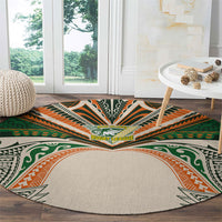 Cook Islands Rugby League Round Carpet Polynesian and Tatau Tribal Art - Retro Palette LT03 - Polynesian Pride