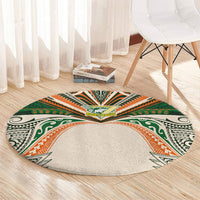 Cook Islands Rugby League Round Carpet Polynesian and Tatau Tribal Art - Retro Palette LT03 - Polynesian Pride