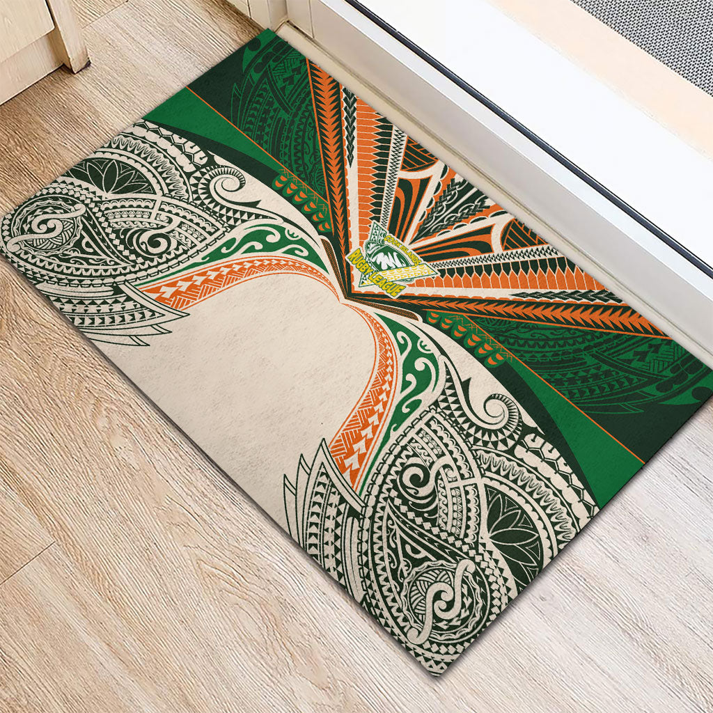 Cook Islands Rugby League Rubber Doormat Polynesian and Tatau Tribal Art - Retro Palette LT03 - Polynesian Pride