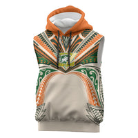 Cook Islands Rugby League Custom Sleeveless Hoodie Polynesian and Tatau Tribal Art - Retro Palette