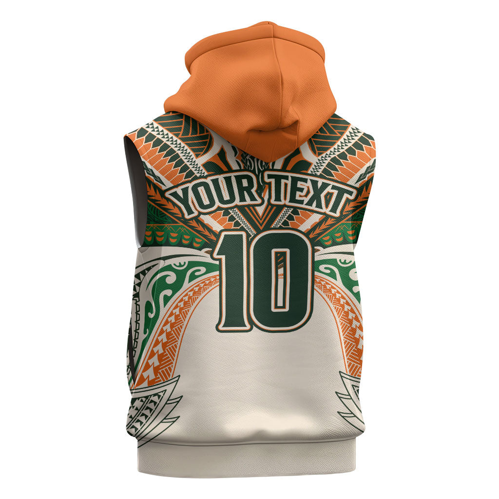 Cook Islands Rugby League Custom Sleeveless Hoodie Polynesian and Tatau Tribal Art - Retro Palette