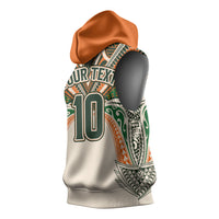 Cook Islands Rugby League Custom Sleeveless Hoodie Polynesian and Tatau Tribal Art - Retro Palette