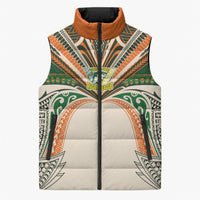 Cook Islands Rugby League Custom Sleeveless Puffer Jacket Polynesian and Tatau Tribal Art - Retro Palette LT03 Unisex Multicolor - Polynesian Pride