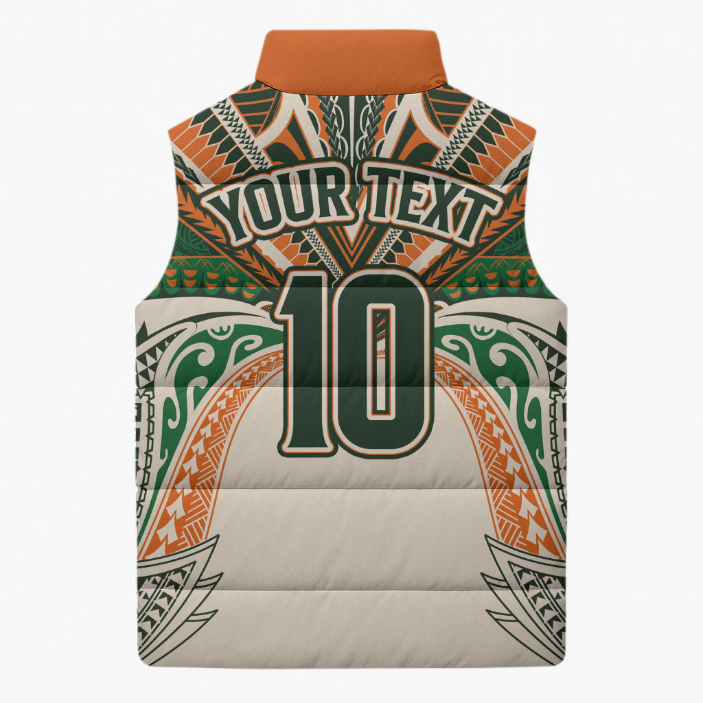 Cook Islands Rugby League Custom Sleeveless Puffer Jacket Polynesian and Tatau Tribal Art - Retro Palette LT03 - Polynesian Pride