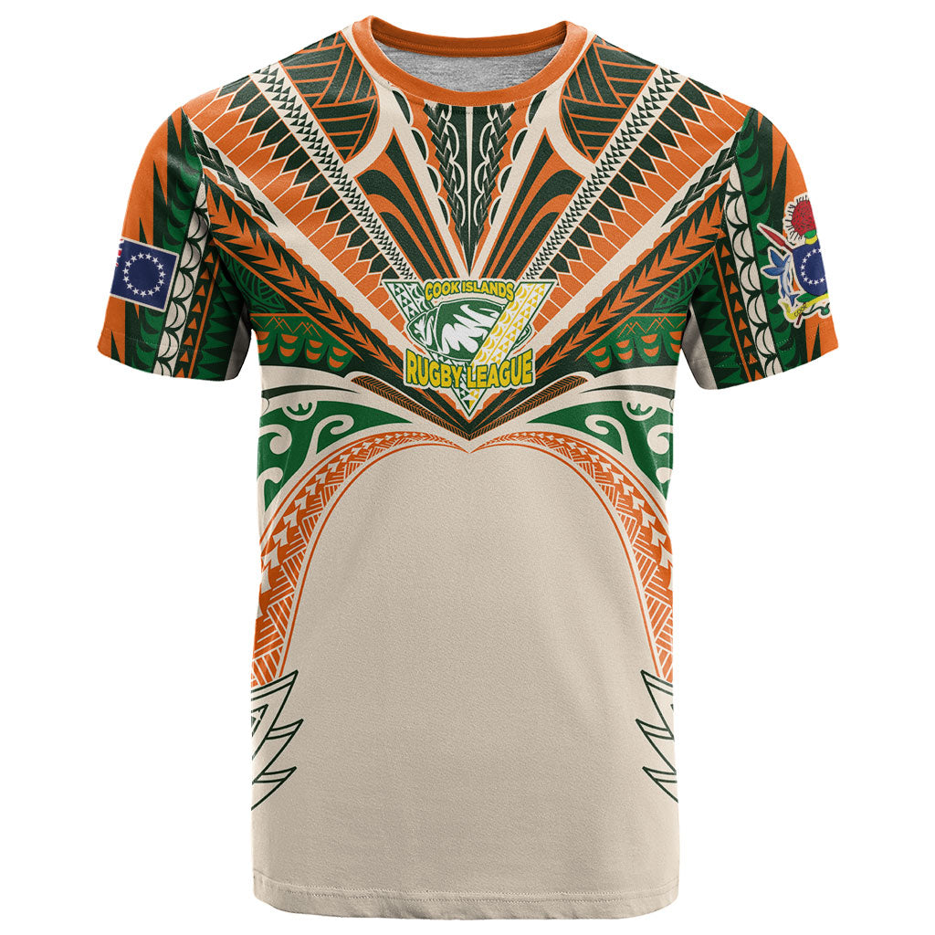 Cook Islands Rugby League Custom T Shirt Polynesian and Tatau Tribal Art - Retro Palette LT03 Multicolor - Polynesian Pride