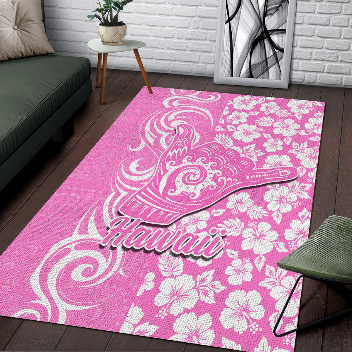 Hawaii Kauai Island Area Rug Hibiscus Pattern Seamless Tribal Simple Pink LT03 Pink - Polynesian Pride