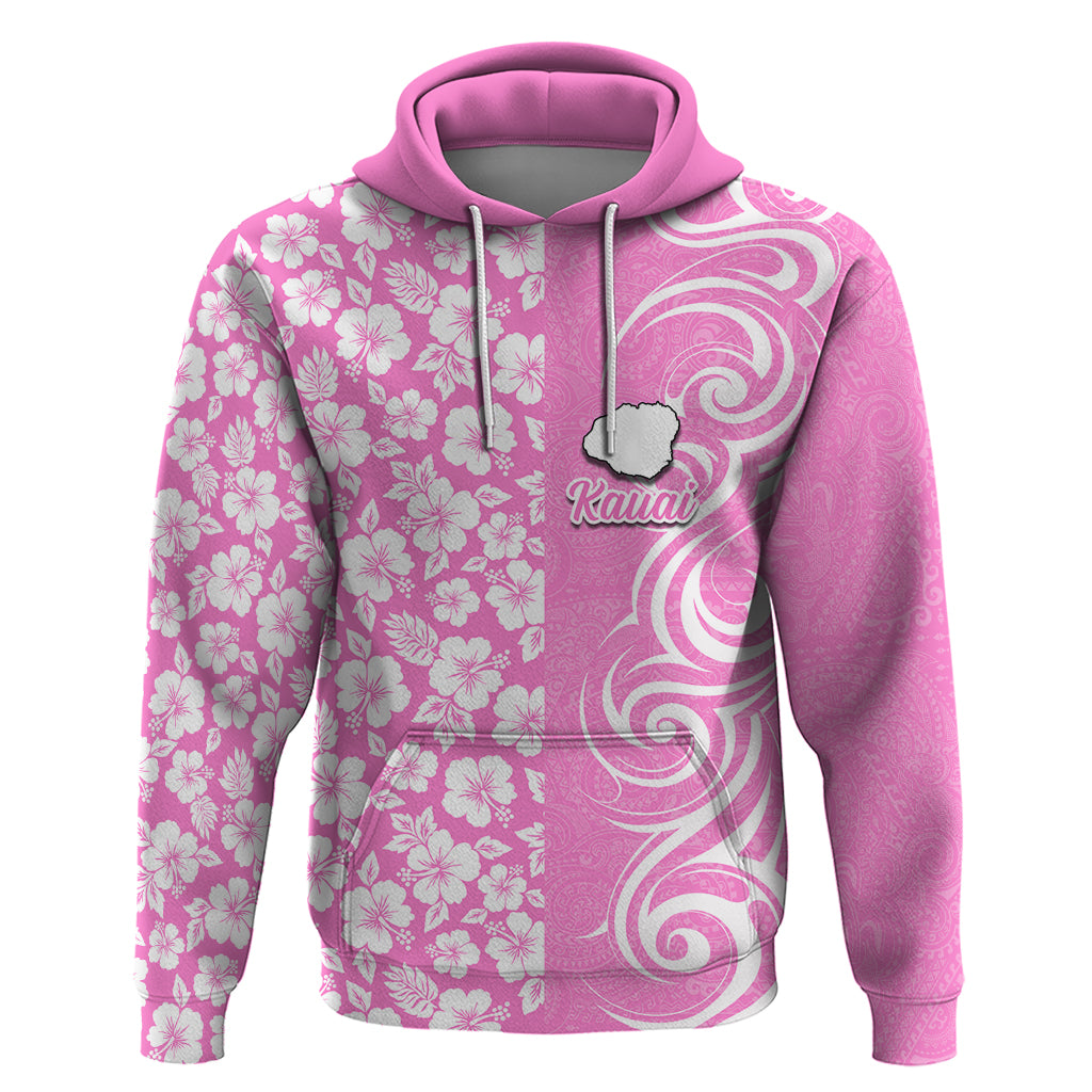 Hawaii Kauai Island Hoodie Hibiscus Pattern Seamless Tribal Simple Pink LT03 Pullover Hoodie Pink - Polynesian Pride