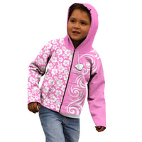 Hawaii Kauai Island Kid Hoodie Hibiscus Pattern Seamless Tribal Simple Pink LT03 - Polynesian Pride