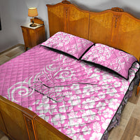 Hawaii Kauai Island Quilt Bed Set Hibiscus Pattern Seamless Tribal Simple Pink LT03 - Polynesian Pride