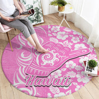 Hawaii Kauai Island Round Carpet Hibiscus Pattern Seamless Tribal Simple Pink LT03 - Polynesian Pride