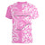 Hawaii Kauai Island Women V Neck T Shirt Hibiscus Pattern Seamless Tribal Simple Pink LT03 - Polynesian Pride