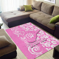 Custom Hawaii Kauai Island Area Rug Hibiscus Pattern Seamless Tribal Simple Pink LT03 - Polynesian Pride