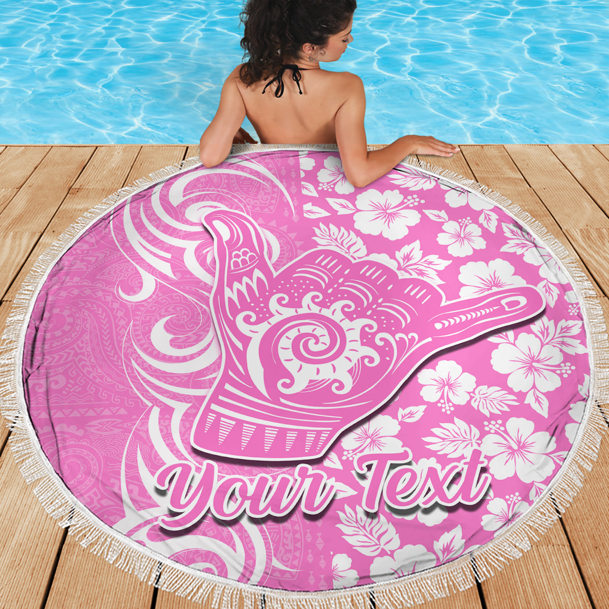 Custom Hawaii Kauai Island Beach Blanket Hibiscus Pattern Seamless Tribal Simple Pink LT03 - Wonder Print Shop