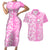 Custom Hawaii Kauai Island Couples Matching Short Sleeve Bodycon Dress and Hawaiian Shirt Hibiscus Pattern Seamless Tribal Simple Pink LT03 Pink - Polynesian Pride