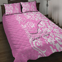 Custom Hawaii Kauai Island Quilt Bed Set Hibiscus Pattern Seamless Tribal Simple Pink LT03 - Polynesian Pride