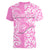 Custom Hawaii Kauai Island Women V Neck T Shirt Hibiscus Pattern Seamless Tribal Simple Pink LT03 - Polynesian Pride