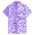 Hawaii Kauai Island Family Matching Off Shoulder Short Dress and Hawaiian Shirt Hibiscus Pattern Seamless Tribal Simple Purple LT03 - Polynesian Pride