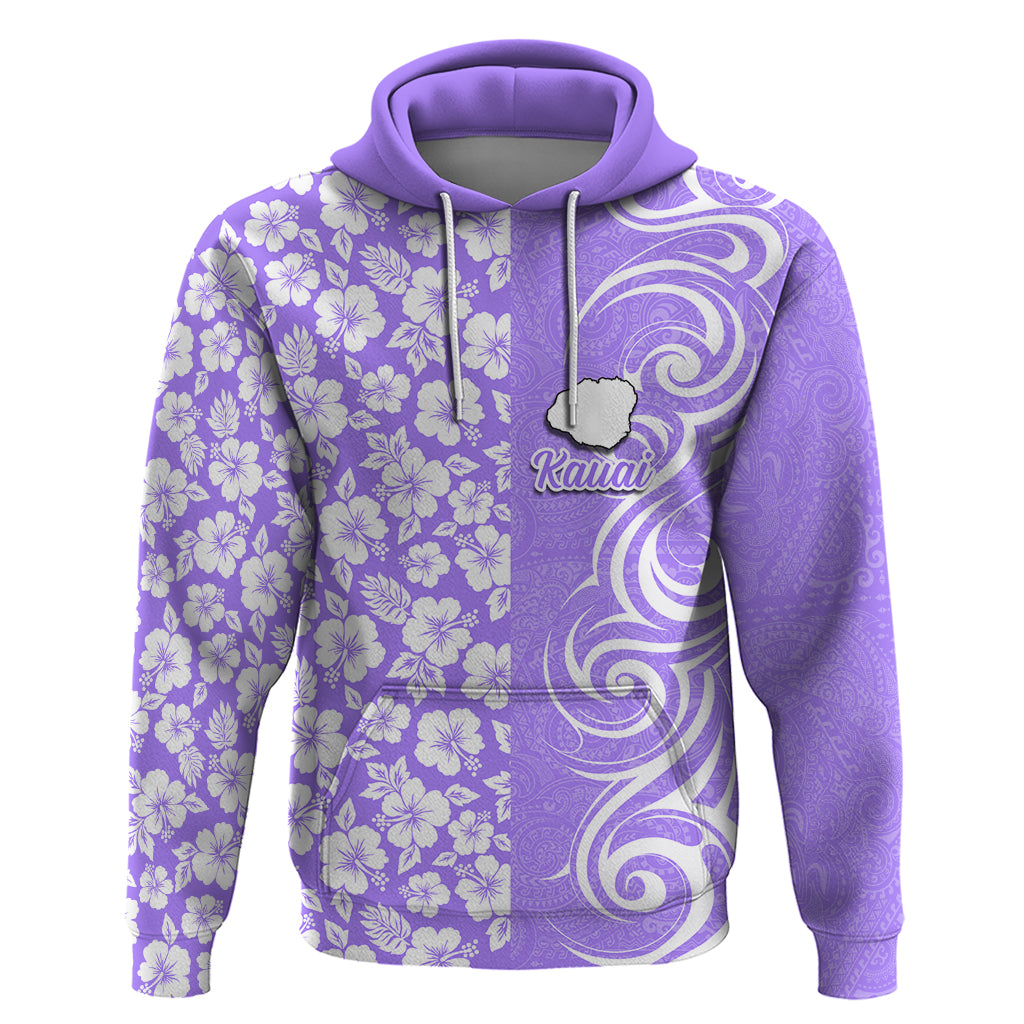 Hawaii Kauai Island Hoodie Hibiscus Pattern Seamless Tribal Simple Purple LT03 Pullover Hoodie Purple - Polynesian Pride