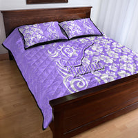 Hawaii Kauai Island Quilt Bed Set Hibiscus Pattern Seamless Tribal Simple Purple LT03 - Polynesian Pride