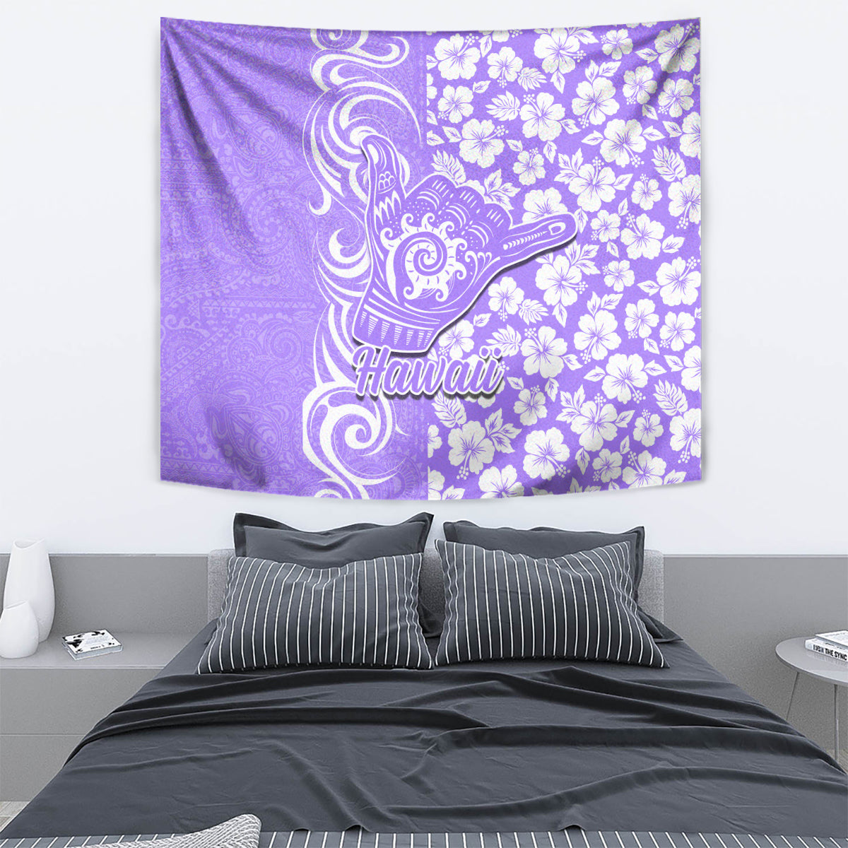 Hawaii Kauai Island Tapestry Hibiscus Pattern Seamless Tribal Simple Purple LT03 - Polynesian Pride