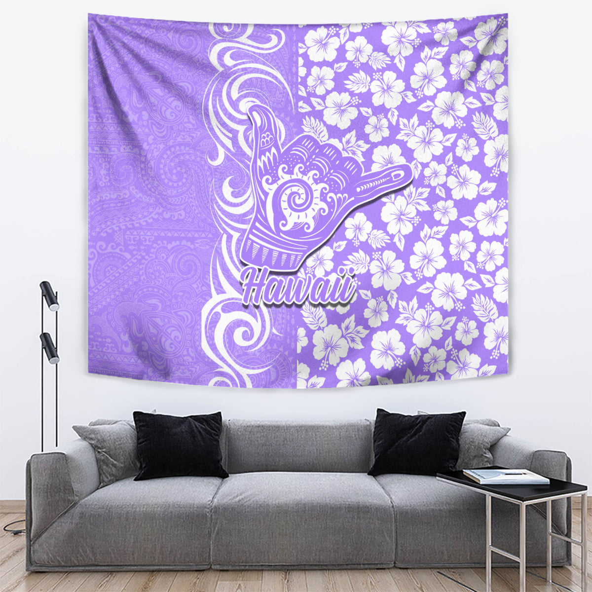 Hawaii Kauai Island Tapestry Hibiscus Pattern Seamless Tribal Simple Purple LT03 - Polynesian Pride