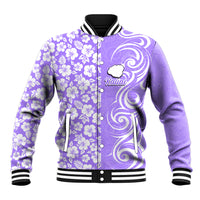 Custom Hawaii Kauai Island Baseball Jacket Hibiscus Pattern Seamless Tribal Simple Purple LT03 Unisex Purple - Polynesian Pride