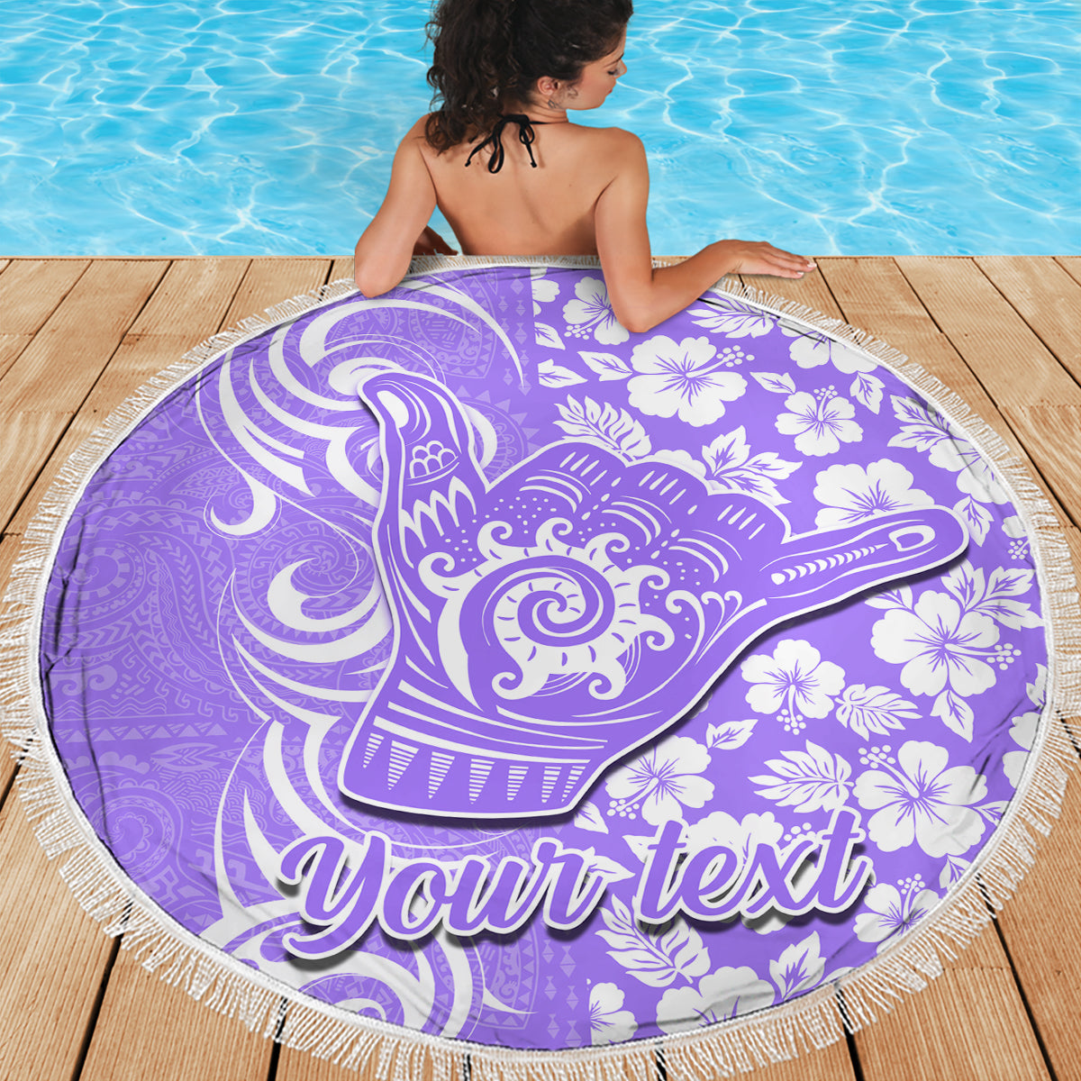 Custom Hawaii Kauai Island Beach Blanket Hibiscus Pattern Seamless Tribal Simple Purple LT03 - Wonder Print Shop