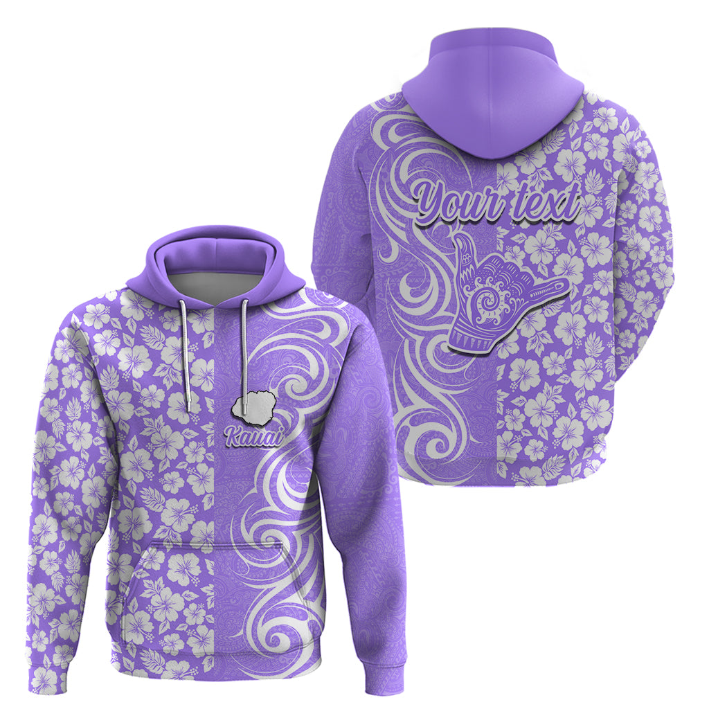 Custom Hawaii Kauai Island Hoodie Hibiscus Pattern Seamless Tribal Simple Purple LT03 - Polynesian Pride