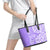 Custom Hawaii Kauai Island Leather Tote Bag Hibiscus Pattern Seamless Tribal Simple Purple LT03 - Polynesian Pride