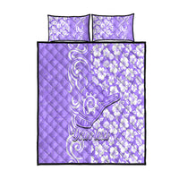 Custom Hawaii Kauai Island Quilt Bed Set Hibiscus Pattern Seamless Tribal Simple Purple LT03 Purple - Polynesian Pride